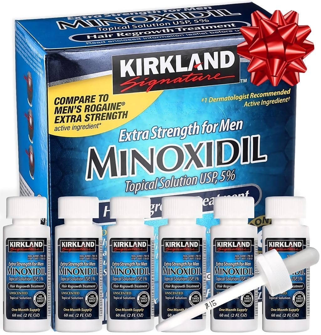 Minoxidil for Men 5% Extra Strength Hair Regrowth for Men fLsbok, 6 Month Supply by Kirkland Signature, 6 Pack (2 oz Bottle)