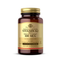Thumbnail for Solgar Naturally Sourced Vitamin K2 (MK-7) 100 mcg - 50 Vegetable Capsules - Supports Bone Health - Whole Food Source from Natto Extract - Non-GMO, Gluten Free - 50 Total Servings