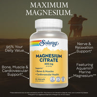 Thumbnail for SOLARAY Magnesium Citrate 400mg - Magnesium Supplement - Bone Health, Muscle, Relaxation and Heart Health Support - Vegan, Gluten Free - 30 Servings, 90 VegCaps