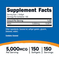 Thumbnail for Nutricost Biotin (5,000mcg) 150 Softgels - Vitamin B7 - Gluten Free, Non-GMO