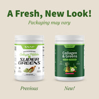 Thumbnail for Snap Supplements Super Greens Powder with Collagen Peptides, 26 Fruits and Vegetables, Grass Fed, Non-GMO Daily Greens for Hair, Skin, Nails & Joint Support, 11.34 oz, (30 Servings, 1 Month Supply)