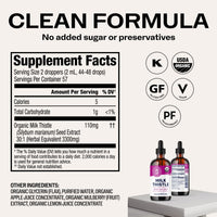 Thumbnail for Vimergy Milk Thistle – Supports Liver Function* 57 2mL (2 Droppers or 44-48 Drops) Servings (110mg Extract Per Serving) – for Healthy Digestion* – USDA Certified Organic, Vegan, Gluten-Free – 115 mL