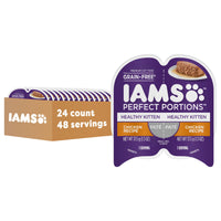 Thumbnail for IAMS Perfect Portions Healthy Kitten Grain Free Wet Cat Food, Wet Cat Food Pate Recipe, Chicken Recipe, 2.6 oz. (24 Twin Packs)