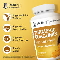 Thumbnail for Dr. Berg (Only 2 Per Day) Turmeric Supplement with Black Pepper (BioPerine) - 1350 mg Turmeric Curcumin Supplement with 95% Curcuminoids – Turmeric Curcumin with Black Pepper – 60 Turmeric Capsules