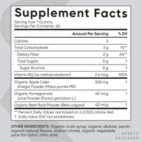 Thumbnail for Sports Research® Organic Apple Cider Vinegar Gummies - for Diet Cleanses & Digestion | 500mg | Non-GMO Tested, Certified Vegan, Gluten Free ACV - 60 Gummies for Adults, 1 Month Supply