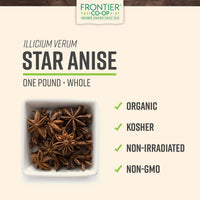 Thumbnail for Frontier Co-op Organic Whole Star Anise 1lb - Dried Whole Star Anise Pods