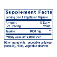 Thumbnail for Life Extension Taurine, Pure Taurine Amino Acid Supplement, Heart, Liver and Brain Health, Longevity, Muscle and Exercise, 1000 mg dose, Non-GMO, Gluten-Free - Two Pack - 90 Vegetarian Capsules x 2