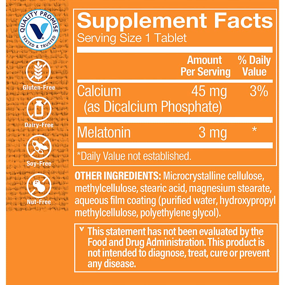 The Vitamin Shoppe Melatonin - Sleep Support, Restful Sleep & Healthy Sleep Cycle, Natural Sleep Aid (120 Tablets)
