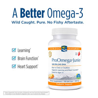 Thumbnail for Nordic Naturals ProOmega Junior - Fish Oil, 340 mg EPA, 245 mg DHA, Support for Healthy Neurological, Nervous System, Eye, and Immune System Development*, Strawberry Flavor, 90 Soft Gels
