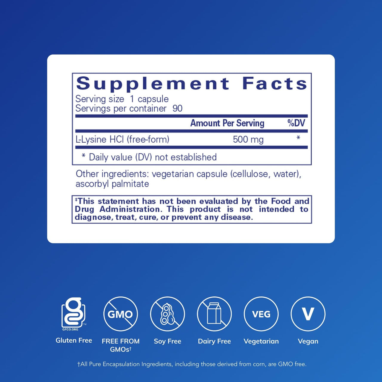 Pure Encapsulations L-Lysine - Essential Amino Acid Supplement for Immune Support & Gum, Lip Health* - with L-Lysine HCl - 90 Capsules