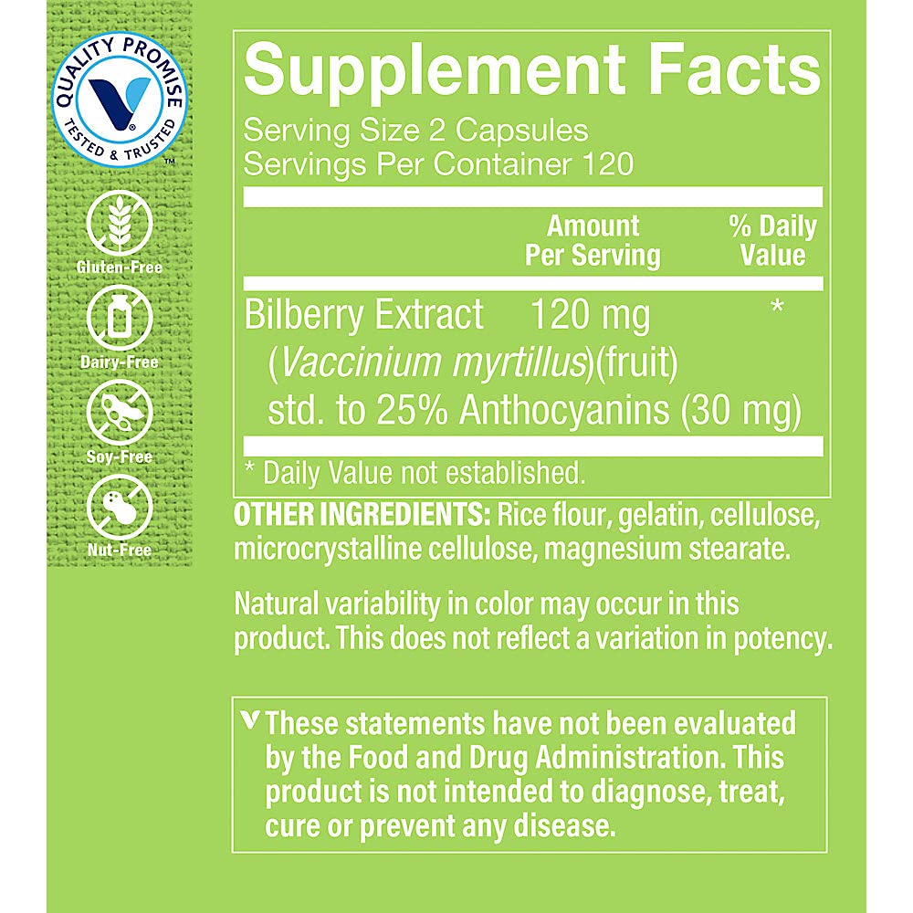 The Vitamin Shoppe Bilberry Extract 120MG, Antioxidant That Promotes (240 Capsules)