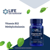Thumbnail for Life Extension Vitamin B12 Methylcobalamin 500mcg - Vitamin B12 Supplement for General Energy and Brain Health - Sugar Free Vegetarian Lozenges Dissolve in Your Mouth - Once Daily - 100 Count