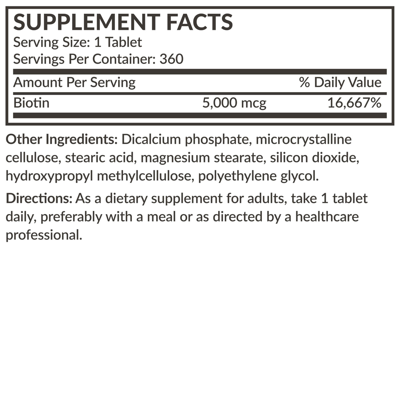 Futurebiotics Biotin 5000 MCG Supports Healthy Hair, Skin, Nails & Energy Production Non-GMO, 360 Vegetarian Tablets (1 Year Supply)