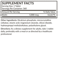 Thumbnail for Futurebiotics Biotin 5000 MCG Supports Healthy Hair, Skin, Nails & Energy Production Non-GMO, 360 Vegetarian Tablets (1 Year Supply)