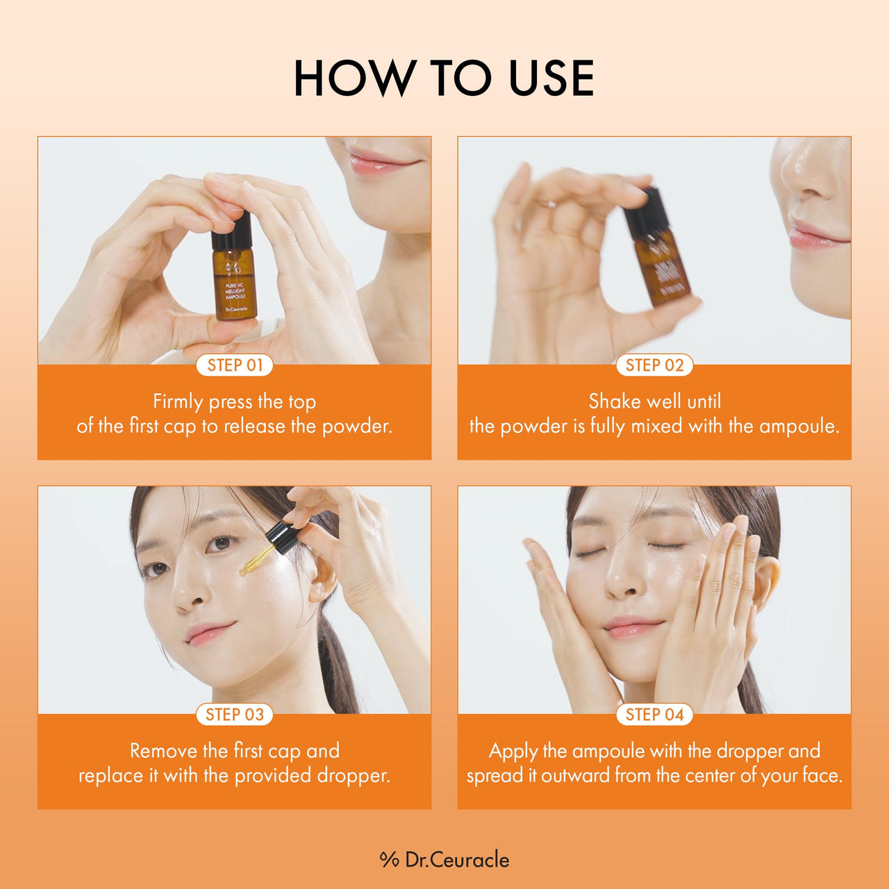 Dr.Ceuracle Pure Vitamin C Mellight Ampoule Set - Vitamin C Serum for Face, 4 Week Program for Anti-Oxidant, Fade Pigmentation, Skin Radiance, Korean Skincare (4 Counts (Pack of 1))