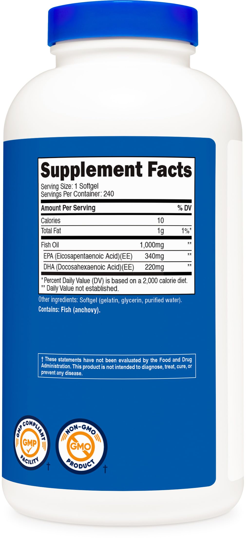 Nutricost Fish Oil Omega 3 Softgels with EPA & DHA (1000mg of Fish Oil, 560mg of Omega-3), 240 Softgels, Non-GMO, Gluten Free.