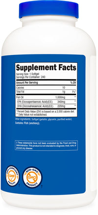 Thumbnail for Nutricost Fish Oil Omega 3 Softgels with EPA & DHA (1000mg of Fish Oil, 560mg of Omega-3), 240 Softgels, Non-GMO, Gluten Free.