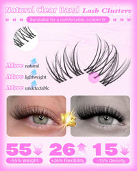 Thumbnail for Wispy Lash Clusters Kit Venus Invisible Band Eyelash Clusters 8-16mm Lash Extension Kit Natural Lashes Clusters Eyelash Extension Kit with Thin Band Lash Cluster Clear Lash Glue and Tweezers by Wtvane