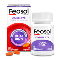 Thumbnail for Feosol Complete Iron Supplement Caplets, Bifera Iron for High Absorption, Heme and Non-Heme Dual Action Minimizes Side Effects, 1 Per Day, for Energy and Immune System Support, Made in USA, 30 Count