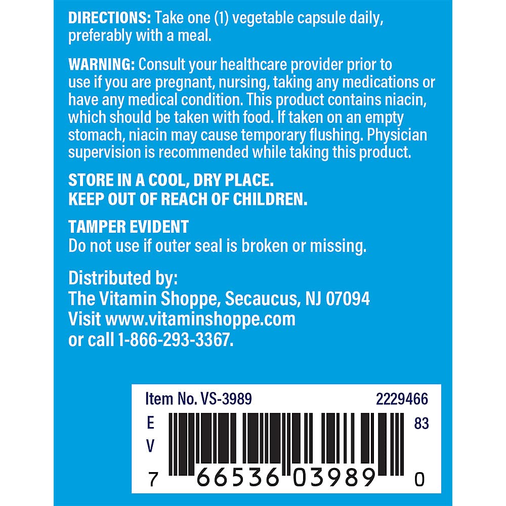 The Vitamin Shoppe Niacin Cholesterol Support 500 (100 Vegetable (100 Vegetable Capsules)