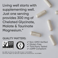 Thumbnail for Sports Research® Chelated Triple Magnesium Complex with Glycinate, Taurinate & Malate (Chelamax®) for Enhanced Bioavailability* - 300 mg per Serving, Non-GMO, Certified Vegan, 120 Veggie Capsules