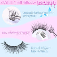 Thumbnail for Self Adhesive Eyelashes Natural Self Adhesive Lash Clusters Pre glued Eyelash Clusters zanlufly No Glue Needed Lashes Wispy C-curly Cluster Eyelash extensions 10-16MM Individual Lashes