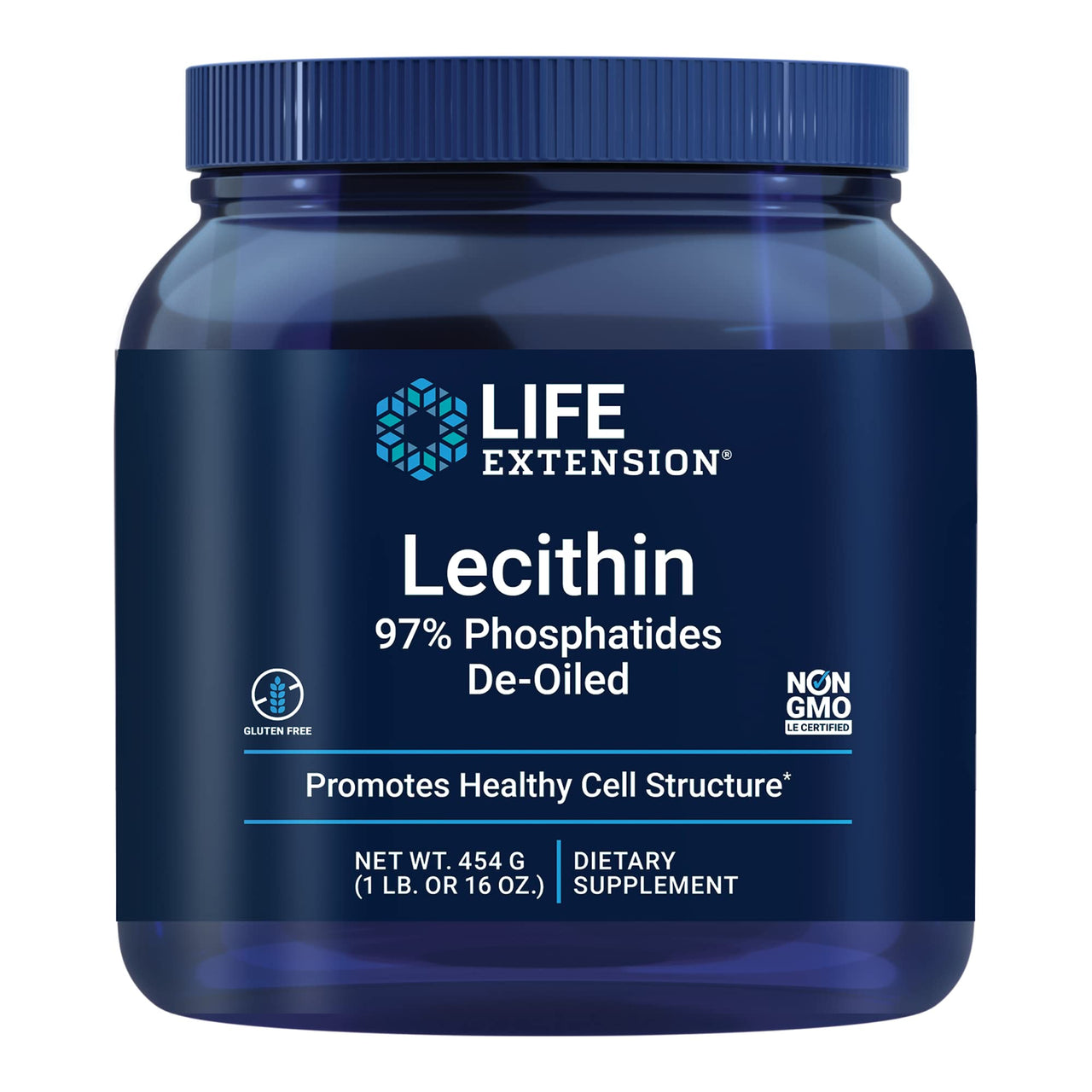Life Extension Lecithin, Promotes Healthy Cell Structure and Function in The Brain, Gluten Free, Non-GMO, Vegetarian, 454 Grams