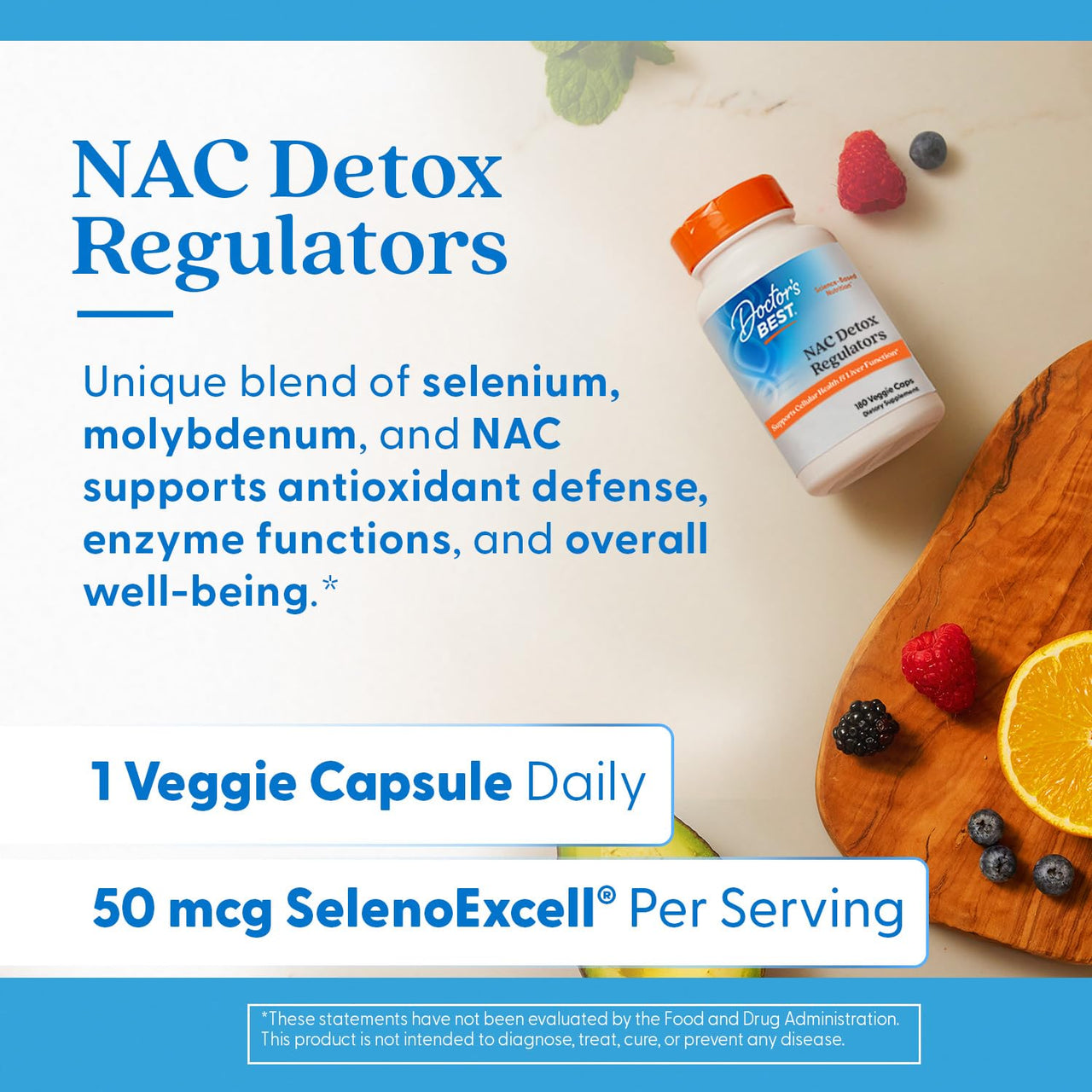 Doctor's Best Nac Detox Regulators with seleno excell, Non-GMO, Vegetarian, Gluten&Soy Free, 180 Veggie Caps, 180Count