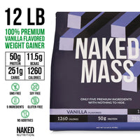 Thumbnail for NAKED Vanilla Mass Gainer 12LB (17 Servings) Pure Micronized Creatine Monohydrate 500g (100 Servings) – Bulk; Non-GMO; Gluten Free; Soy Free; Unflavored