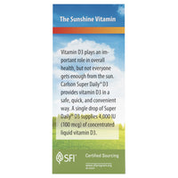 Thumbnail for Carlson - Super Daily D3 4,000 IU (100 mcg) per Drop, Vitamin D Drop, Liquid Vitamin D3, 1-Year Supply, Unflavored, 365 Drops (10.3 mL)