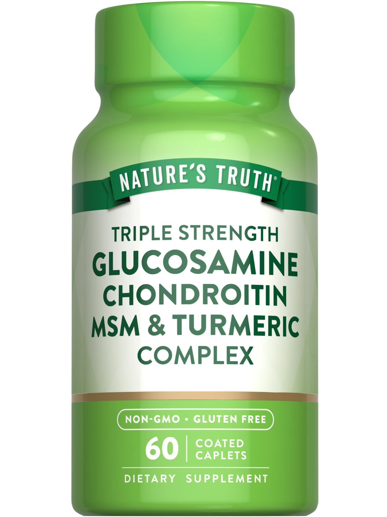 Nature's Truth Glucosamine Chondroitin MSM Complex | 60 Caplets | with Turmeric | Triple Strength Formula | Non-GMO and Gluten Free Supplement
