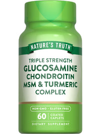 Thumbnail for Nature's Truth Glucosamine Chondroitin MSM Complex | 60 Caplets | with Turmeric | Triple Strength Formula | Non-GMO and Gluten Free Supplement