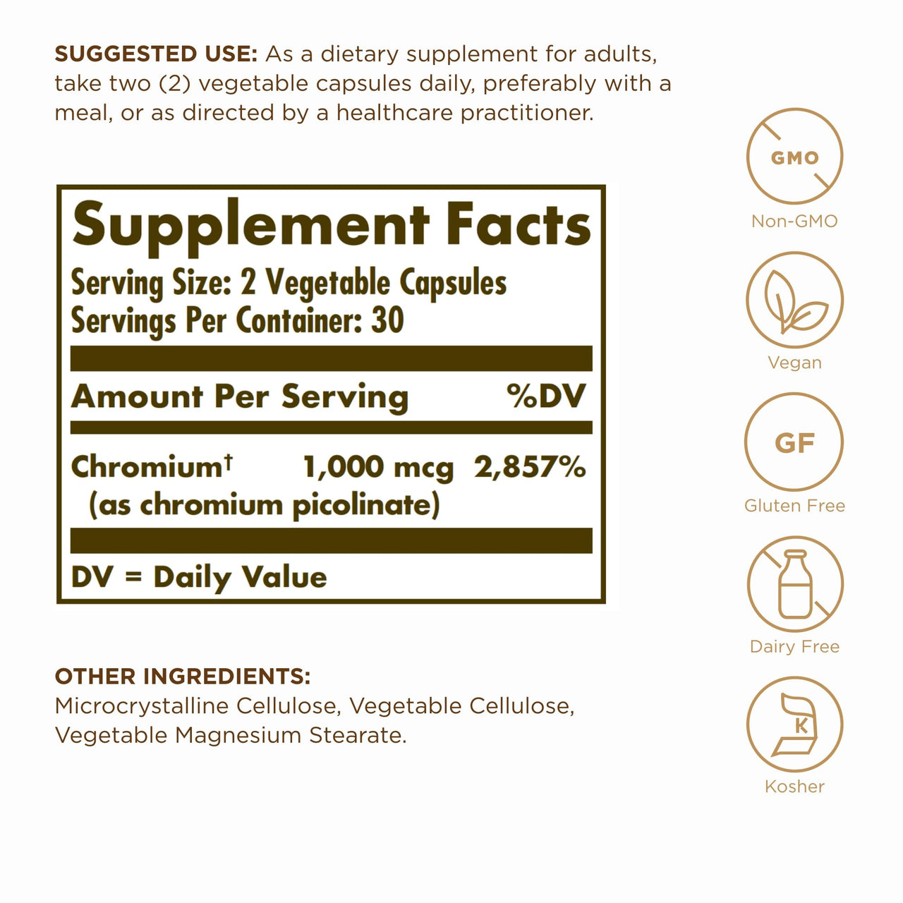 Solgar Chromium Picolinate 500 mcg - 60 Vegetable Capsules, Pack of 3 - Supports Sugar, Fat & Protein Metabolism - Non-GMO, Gluten Free, Kosher - 90 Total Servings