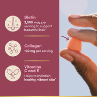 Thumbnail for Nature's Bounty Optimal Solutions Hair, Skin and Nails Collagen Pectin Gummies, 100 mg Collagen and 2,500 mcg Biotin Per Serving, No Stick Gummy, Tropical Citrus Flavor, 200 ct, 100 Total Servings
