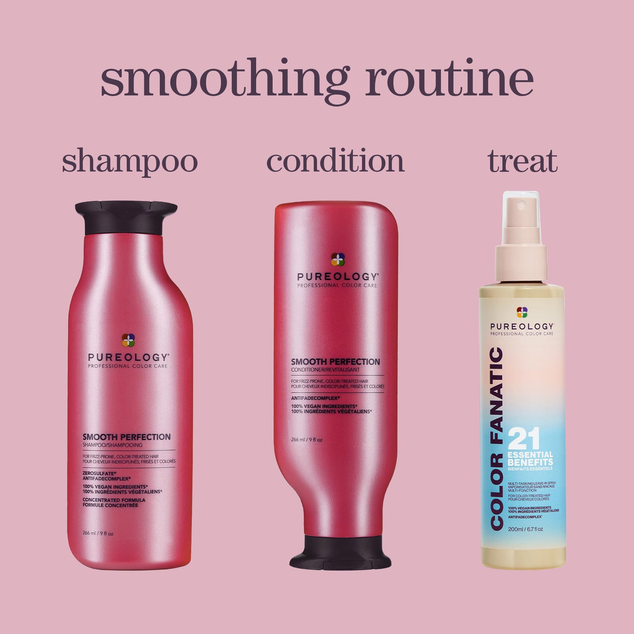 Pureology Smooth Perfection Conditioner - For Frizzy and Color Treated Hair, Detangles & Controls Frizz, Sulfate-Free & Vegan, 33.8 Fl Oz