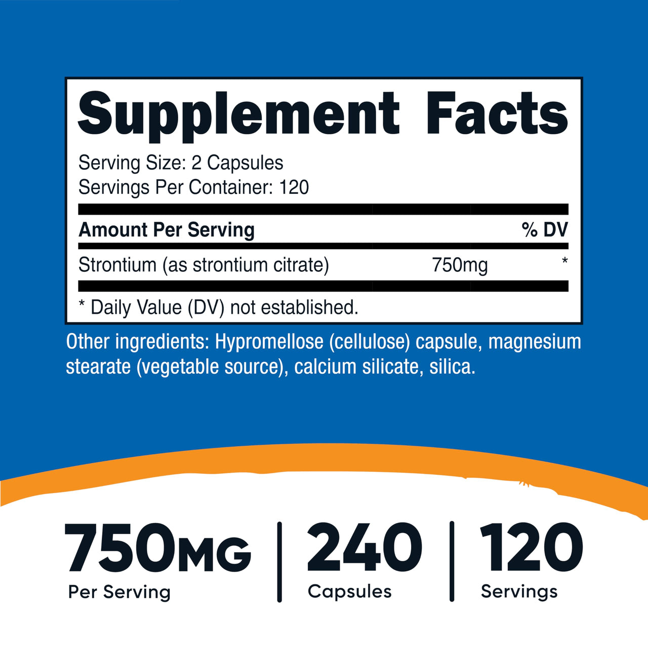 Nutricost Strontium Capsules 750mg, 240 Capsules - Vegetarian, Non-GMO, Gluten Free