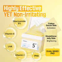 Thumbnail for numbuzin No.5 Toner Pads | Vitamin-Niacinamide Concentrated Pad | Double-Sided | Glutathione, Niacinamide, PHA & LHA | Exfoliation, Hyperpigmentation Care | 70 Pads/180 ml