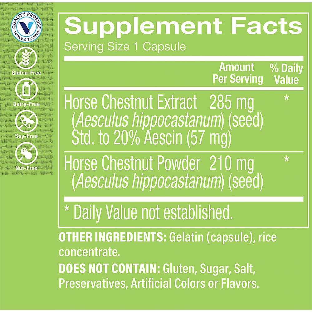 The Vitamin Shoppe Horse Chestnut Extract 260mg Herbal Supplement (100 Capsules)