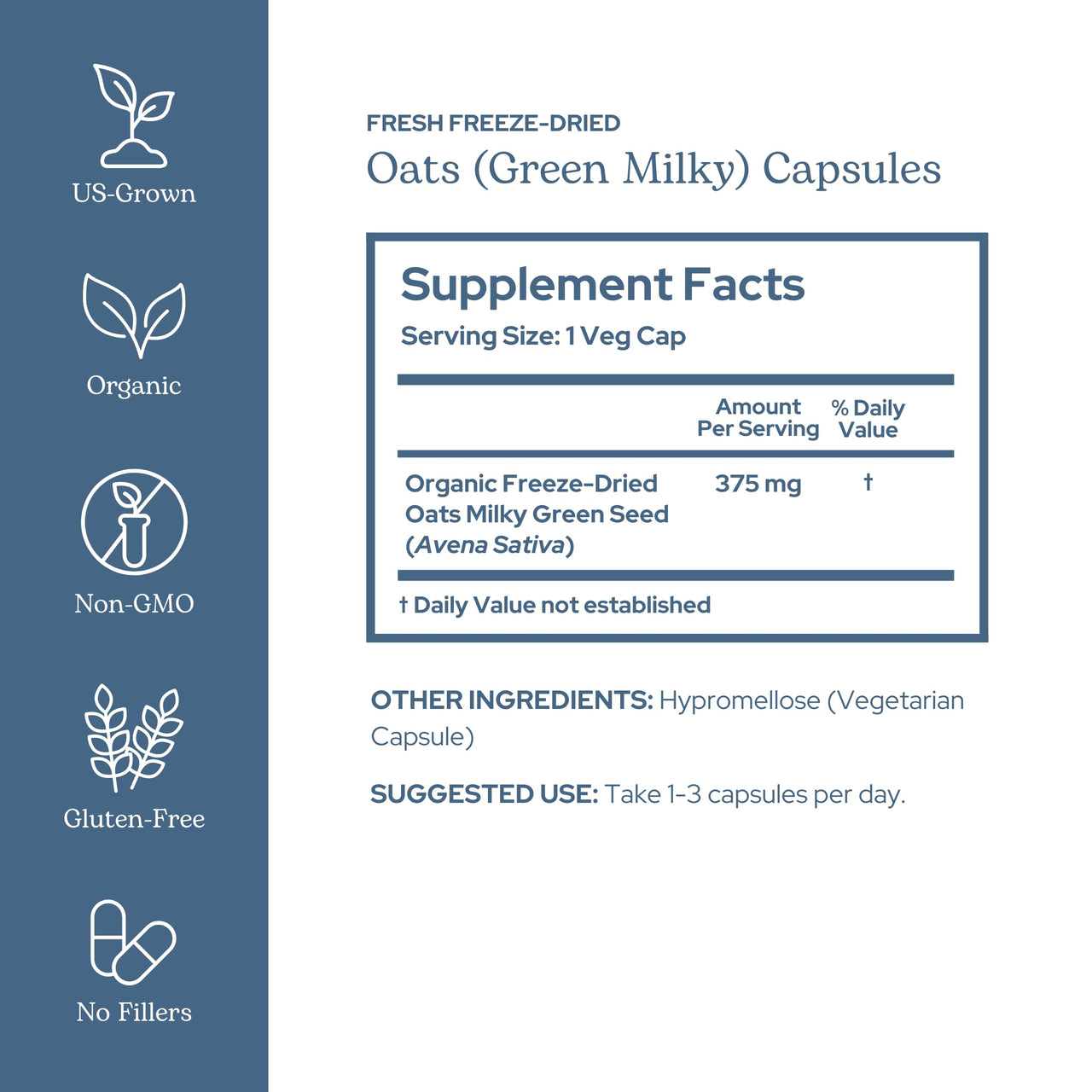 Eclectic Herb - Premium Raw Freeze-Dried Oats Capsules | Milky Green Oats Avena Sativa | Nervous System Support | Natural Dietary Supplement | Organic, Vegan, Non-GMO (90 CT | 375 mg)