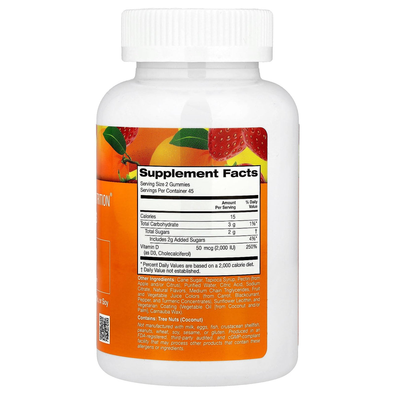 California Gold Nutrition Vitamin D3 Gummies, Lemon, Orange, & Strawberry, 90 Gummies (25 mcg (1,000 IU per Gummy))