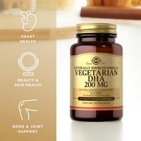 Thumbnail for Solgar Vegetarian DHA 200 mg - 50 Vegetarian Softgels - Naturally Sourced Omega-3 - Vegan, Gluten Free, Dairy Free - 50 Servings
