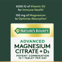 Thumbnail for Nature’s Bounty Advanced Vitamin D3 with Magnesium Citrate Immune Formula, Supports Immune and Bone Health, 90 Tablets
