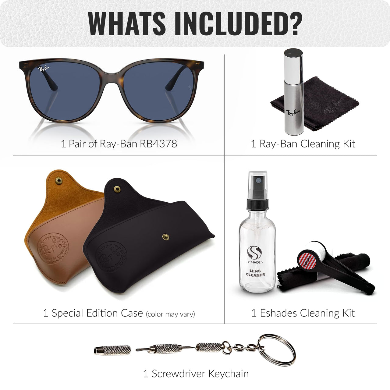 Ray-Ban RB4378 Square Shaped Non-Polarized Sunglasses for Women – Includes Official RAYBAN Eyewear Kit – Ideal Formal & Casual Wear Sunglasses – Dark Blue Lens