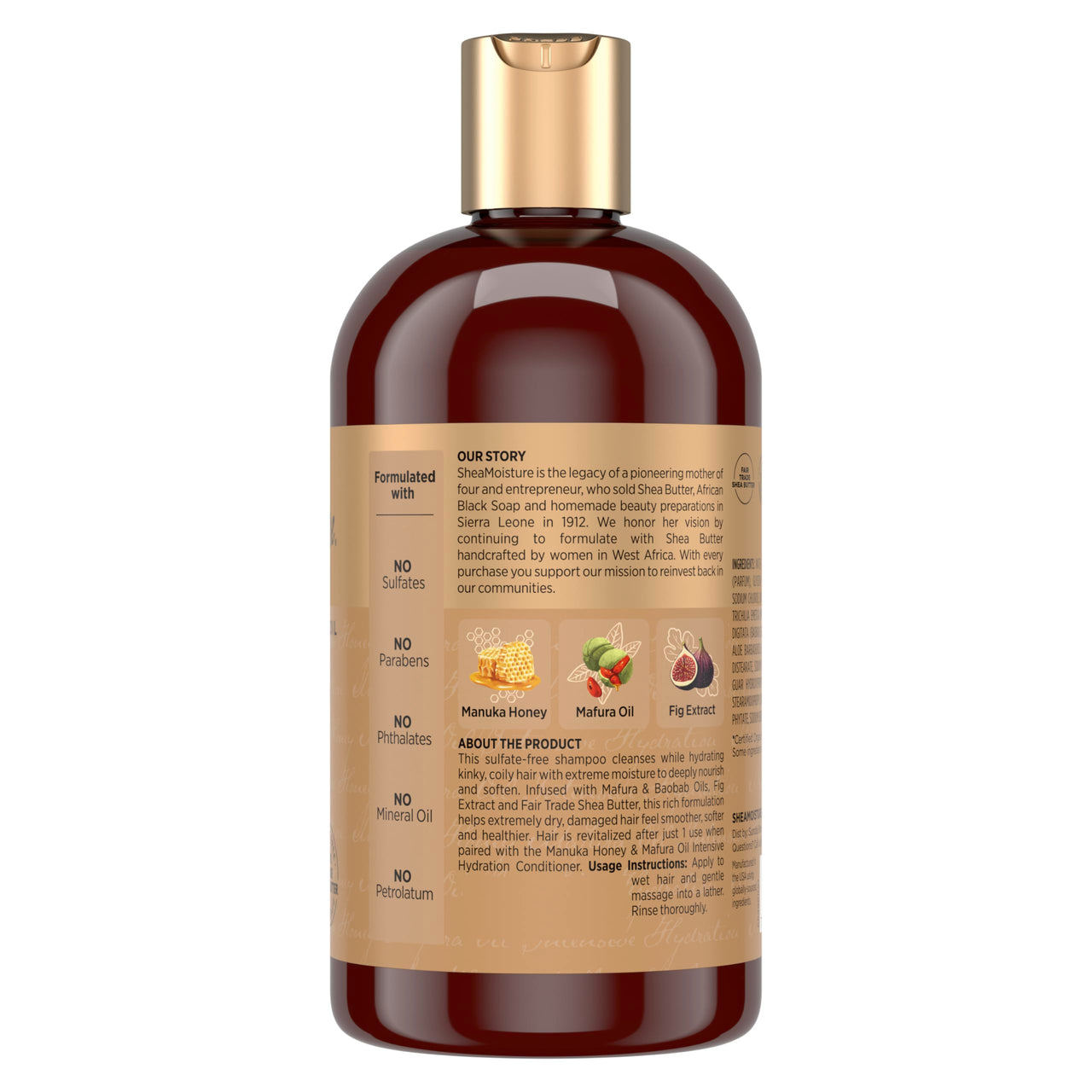 Shea Moisture Intensive Hydration Shampoo Manuka Honey and Mafura Oil for Dry, Damaged Hair Sulfate-Free 13 oz