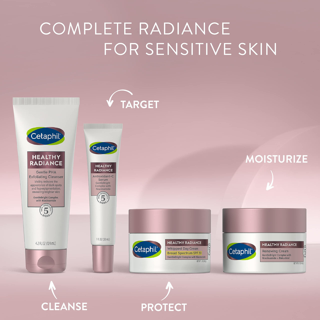 Cetaphil Face Serum, Healthy Radiance Antioxidant-C Serum, Visibly Reduces Look of Dark Spots and Hyperpigmentation, Designed for Sensitive Skin, Hypoallergenic, Fragrance Free, 1 oz