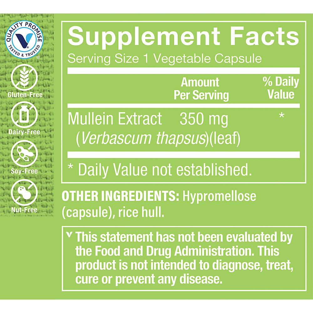 The Vitamin Shoppe Mullein a Respiratory & Immune Support a 350 MG (100 Vegetable Capsules)