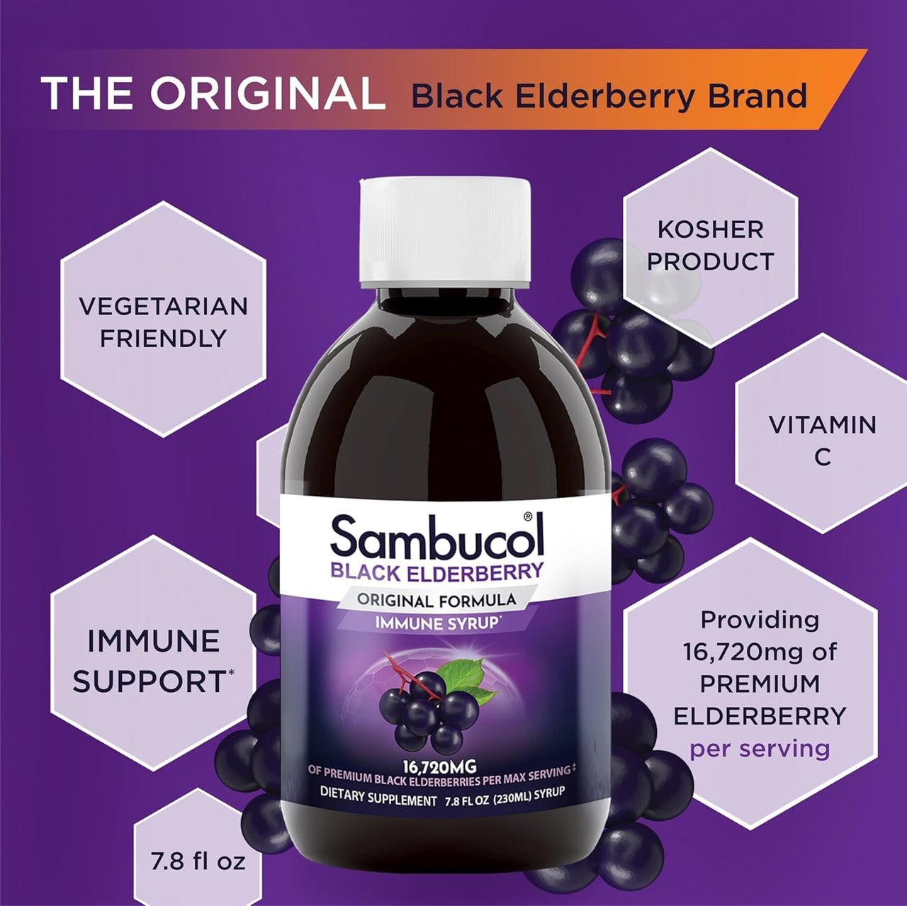Sambucol Black Elderberry Syrup Original Formula, 7.8 Ounce Bottle