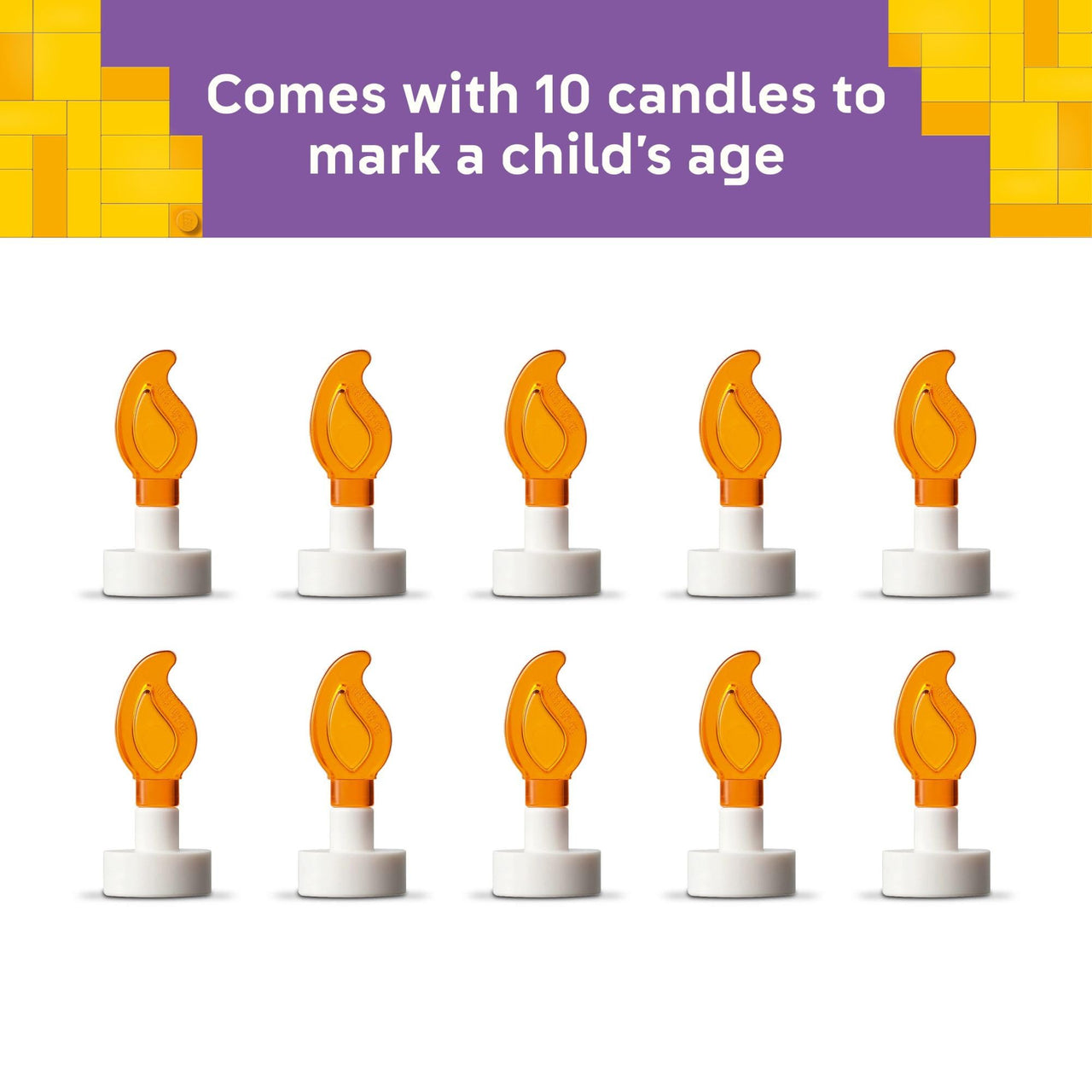 LEGO Birthday Party Cake - Building Toy for Boys & Girls, Ages 7+ - Birthday Decoration with 10 Candle Accessories - Craft for Kids - 40815