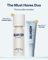 Thumbnail for Remedy The Must Haves Duo | 2-Piece Essential System | Healthy Aging Treatment & Lip Balm | Retinol, Ceramides, Peptides, Niacinamide | Created by Dermatologist Dr. Shah | Vegan & Cruelty-Free
