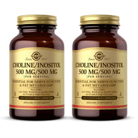 Thumbnail for Solgar Choline/Inositol 500 mg/500 mg, 100 Vegetable Capsules (Pack of 2) - Energy Metabolism, Liver Health, Essential for Brain & Nerve Function - Non-GMO, Vegan, Kosher - 100 Total Servings
